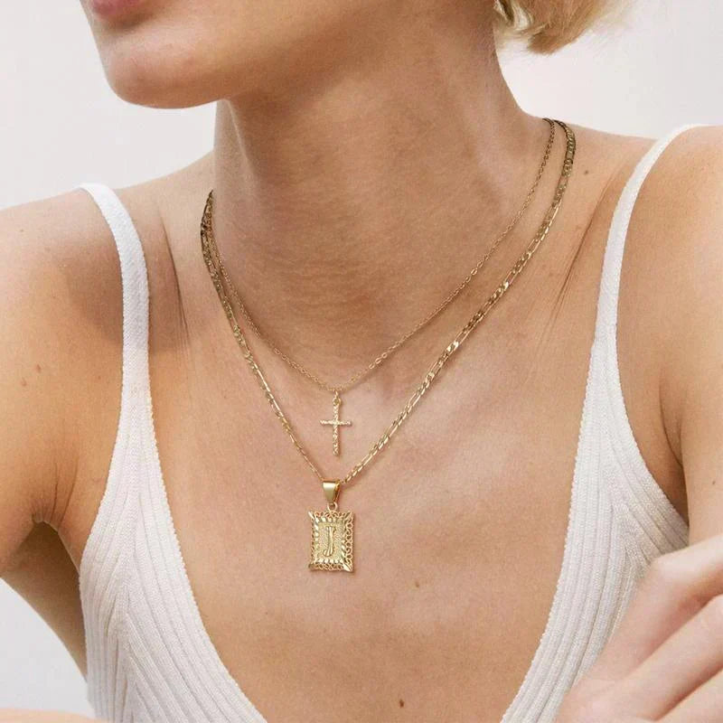 Cross Initial Halsketten-Set | Gold