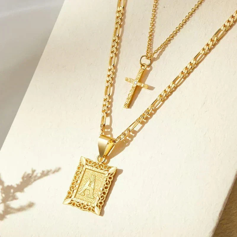 Cross Initial Halsketten-Set | Gold