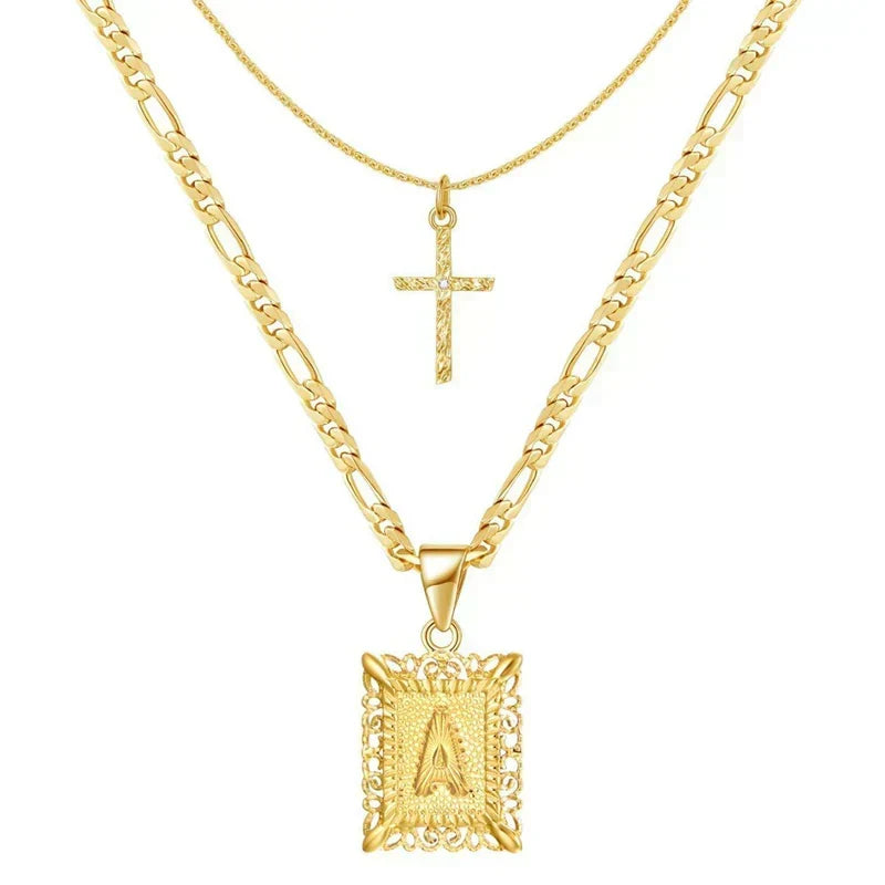 Cross Initial Halsketten-Set | Gold