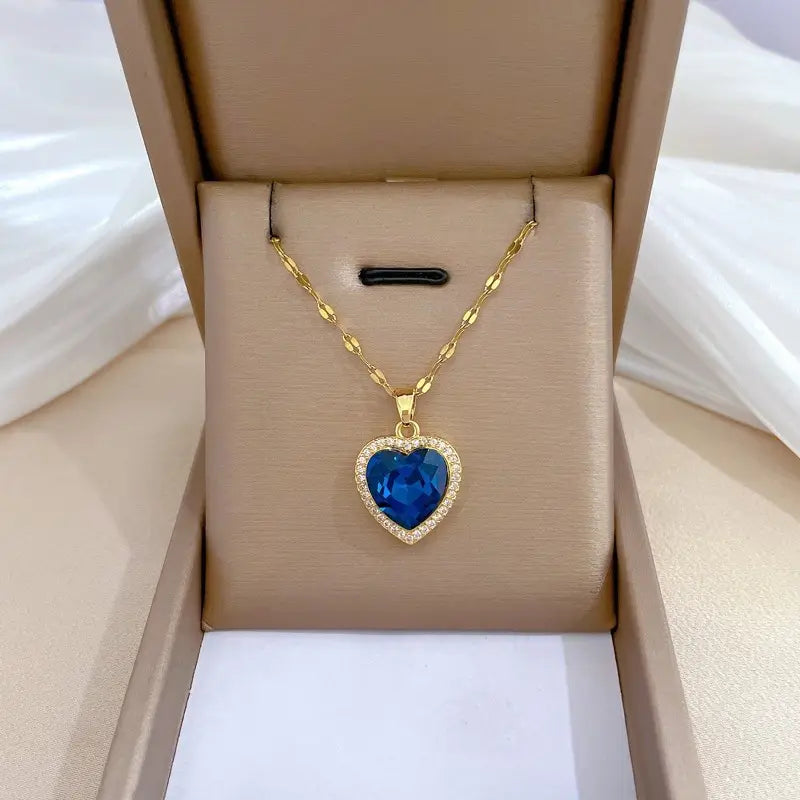 Gold Saphir Herz Halskette