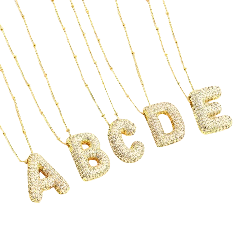 Bubble letter initial halsketten-set | Gold