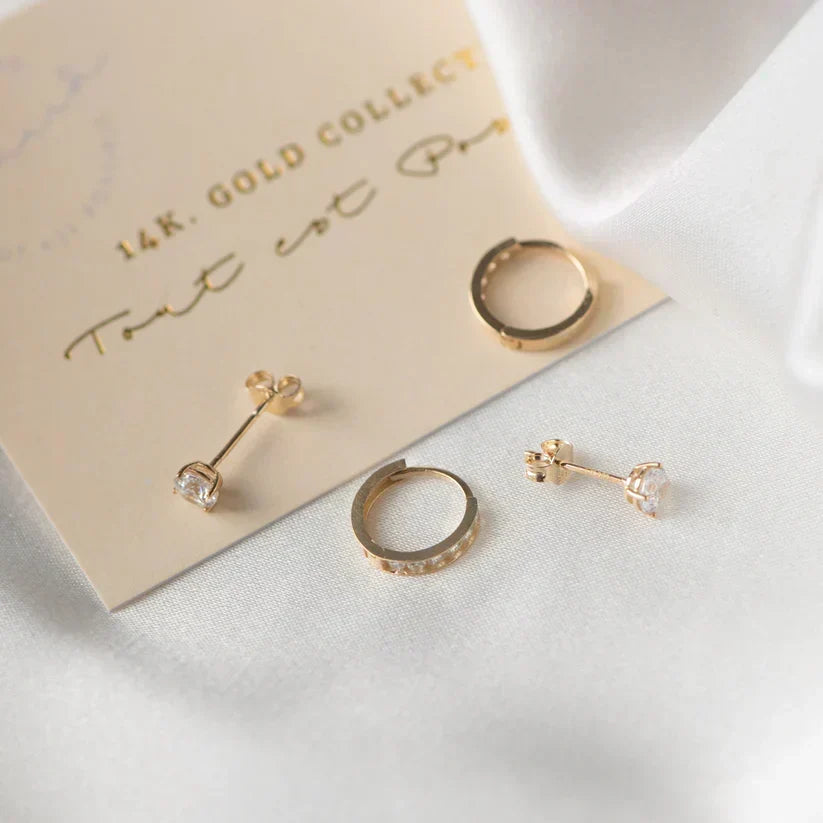 Dara Brillane Stein Ohrringe Set | Gold
