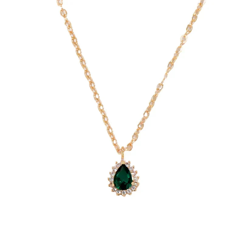 Gold Smaragd Teardrop Halskette