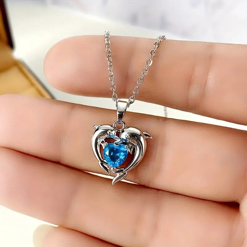 Oceanheart Twins Halskette | Weiß Gold