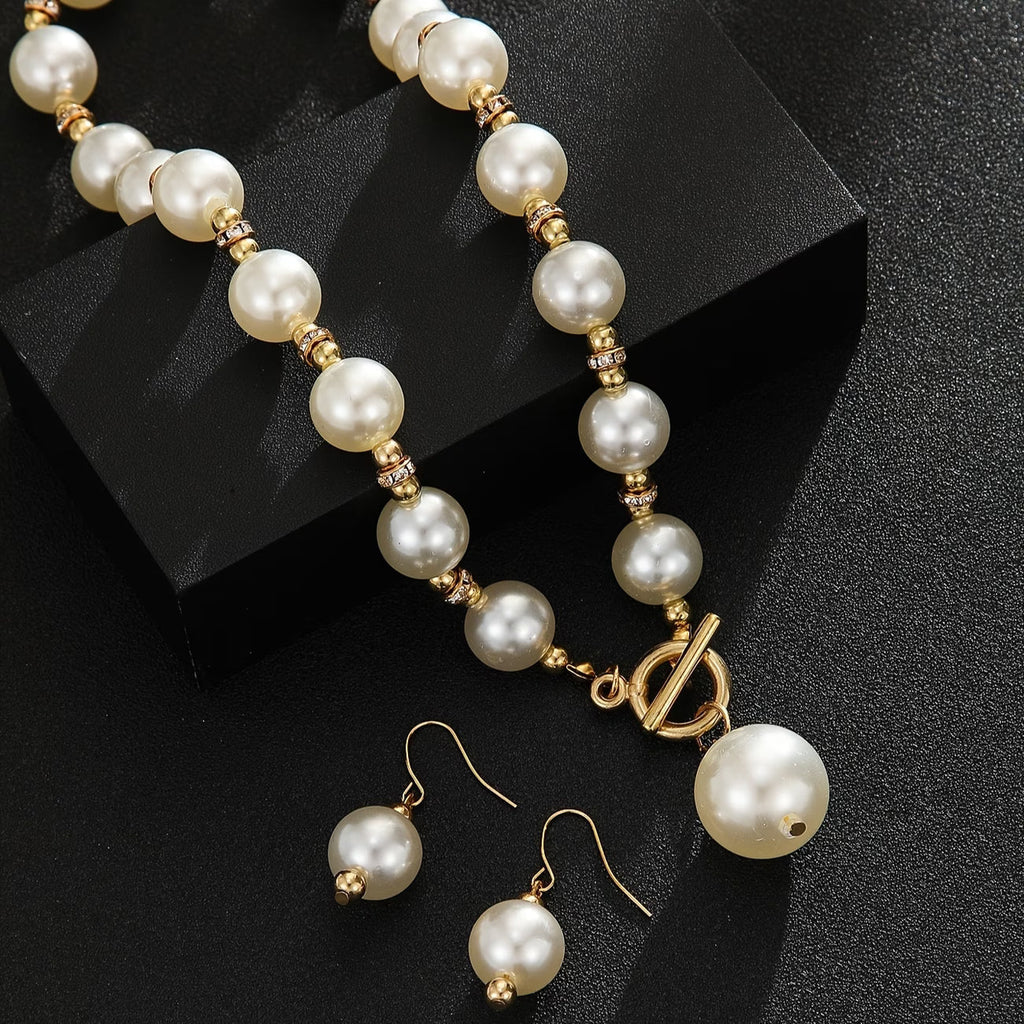 Chunky Perle Statement Halsketten-Set