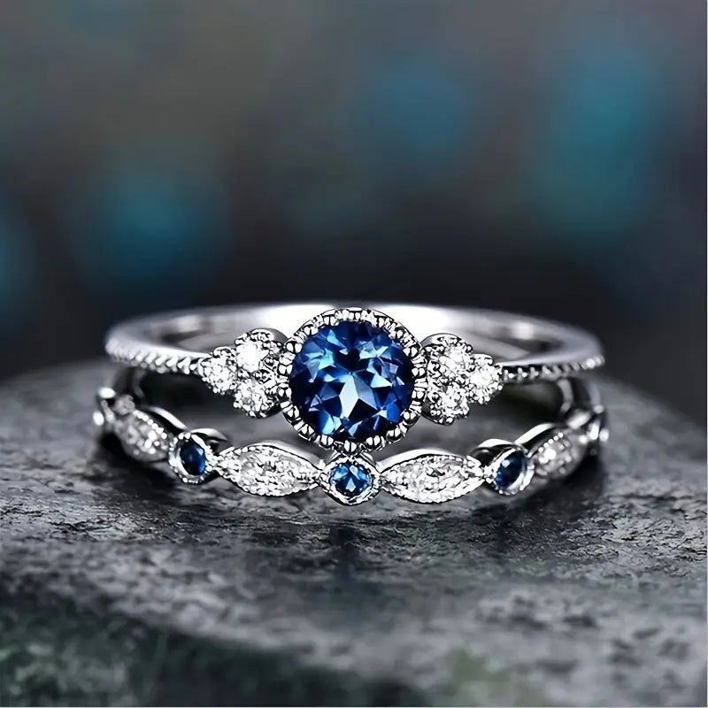 Silber Saphir Halo Ring