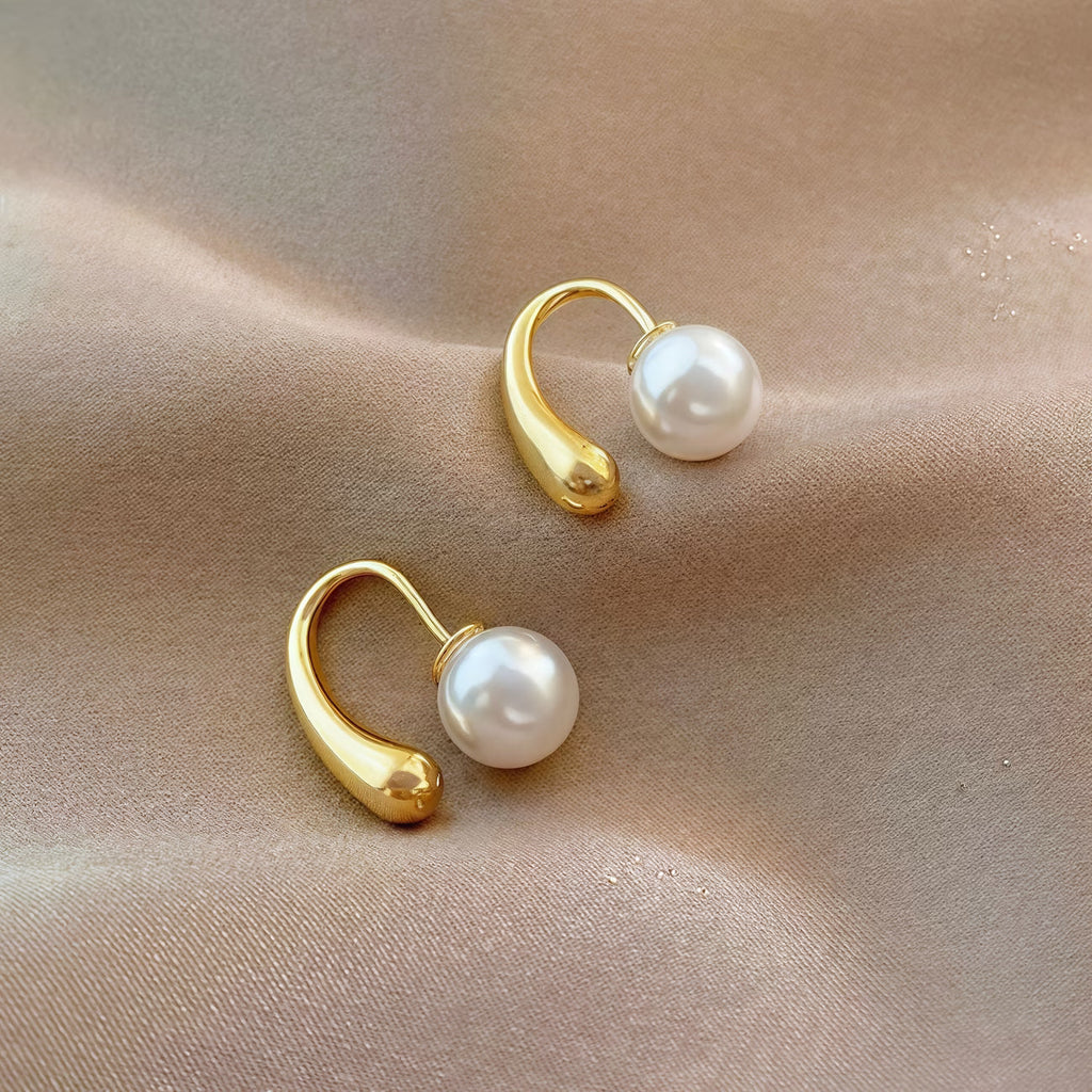 Minimalist Arc Perle ohrringe