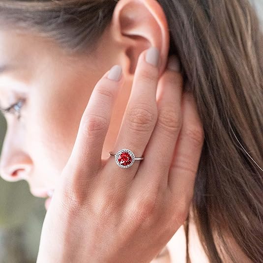 Crimson Glow Promise Rubin Ring | Weiß Gold