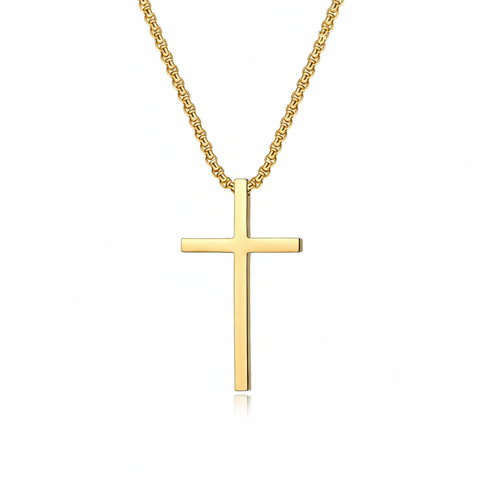 Bezel Cross Halskette | Gold