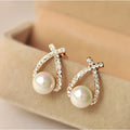 Gold Crisscross Perle Ohrstecker