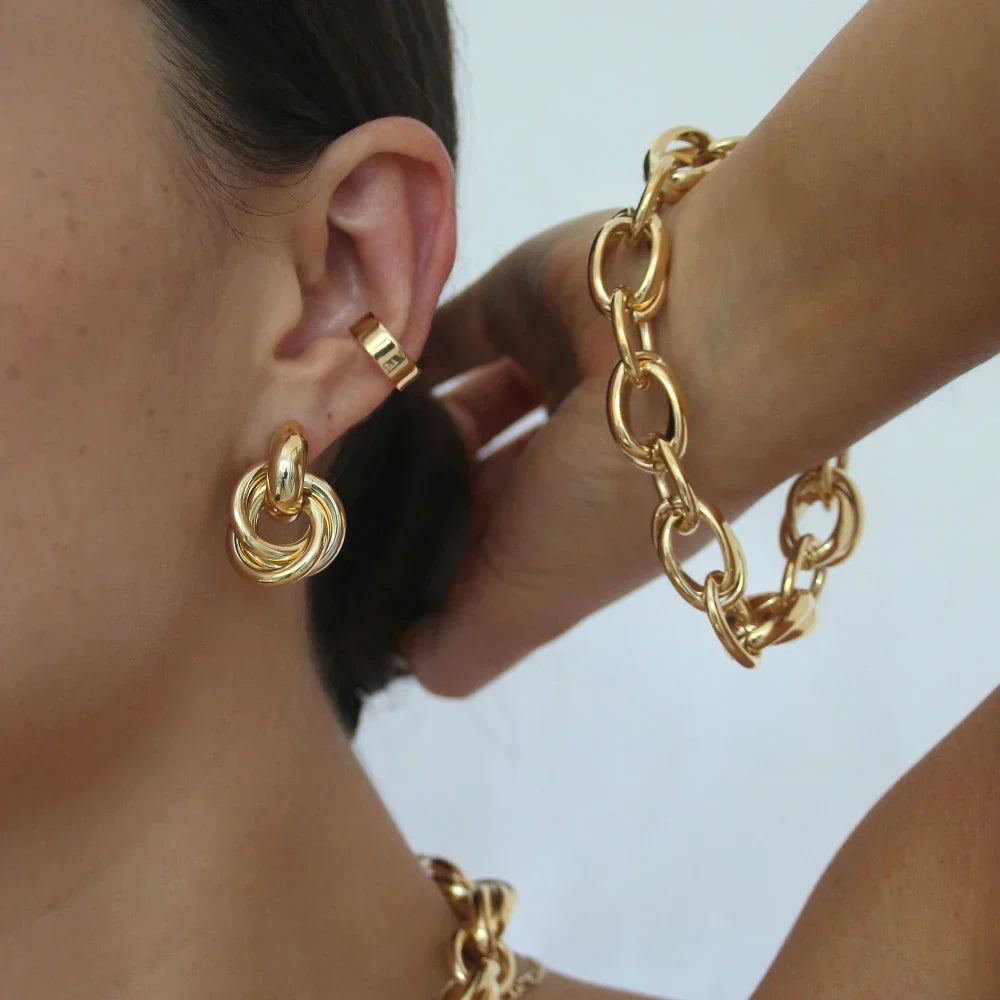 Statement Interlocking Ohrringe | Gold