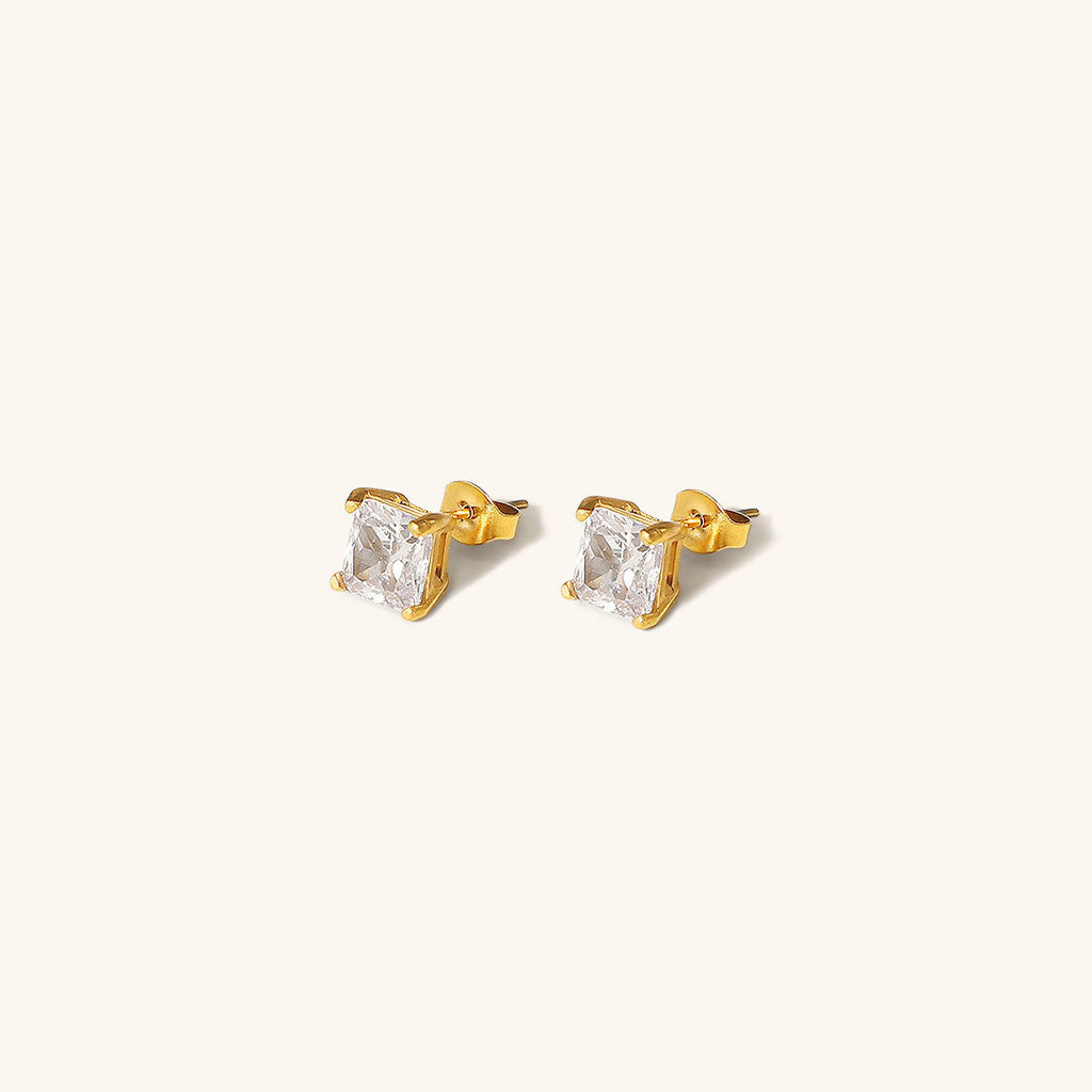 March Solitaire Gold Ohrringe