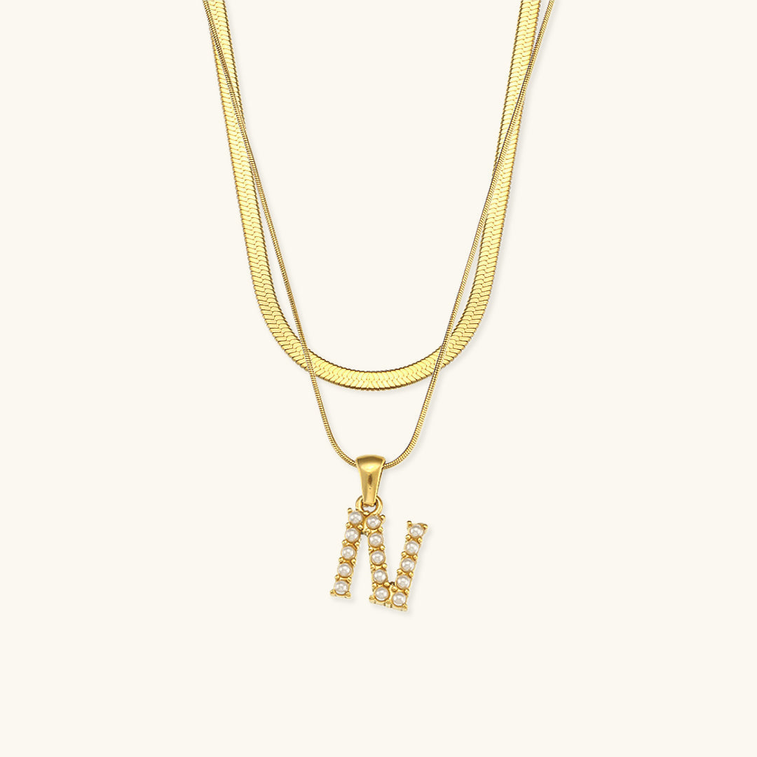Fiona Layered Gold Initial Letter Halskette