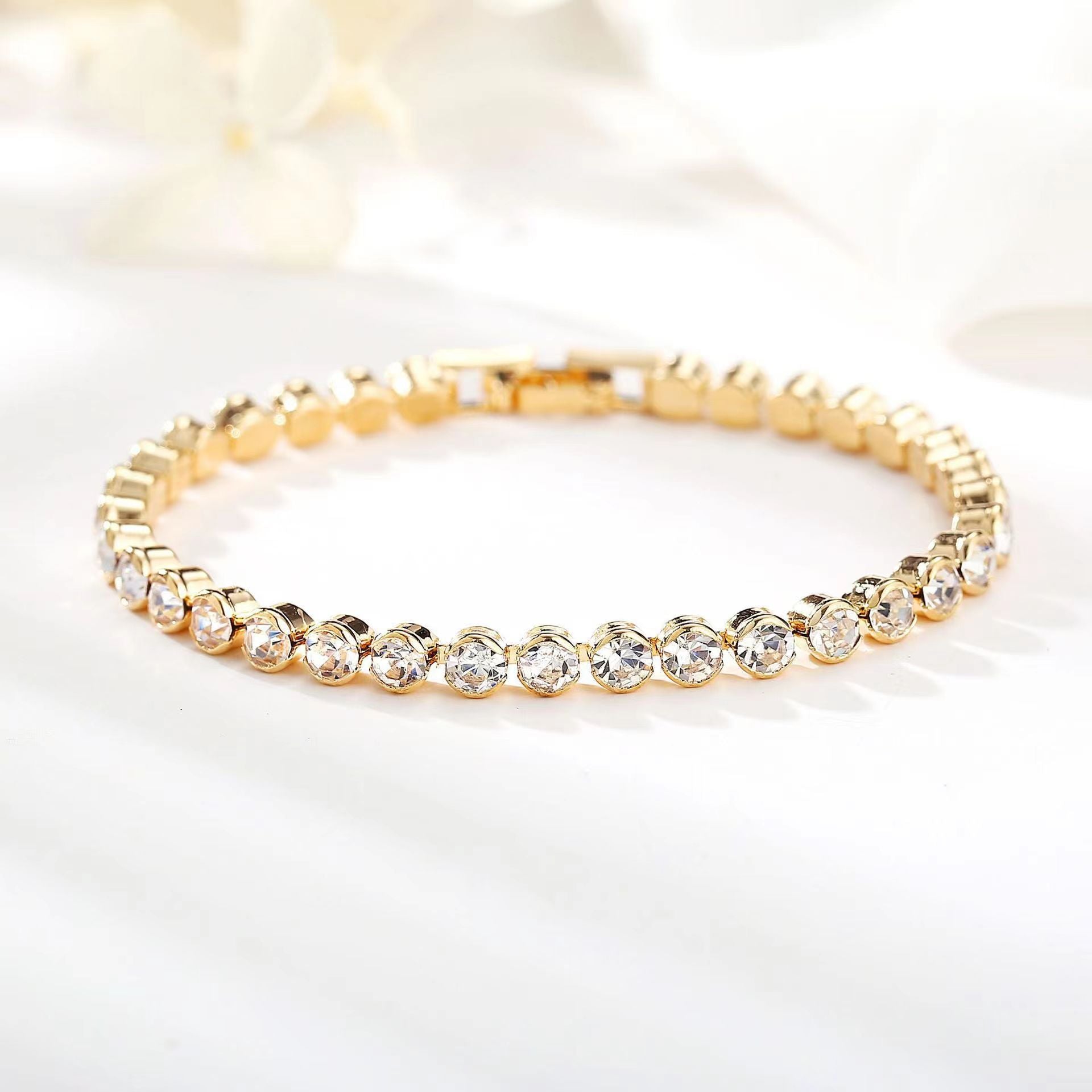Round Cut Tennisarmband | Gold