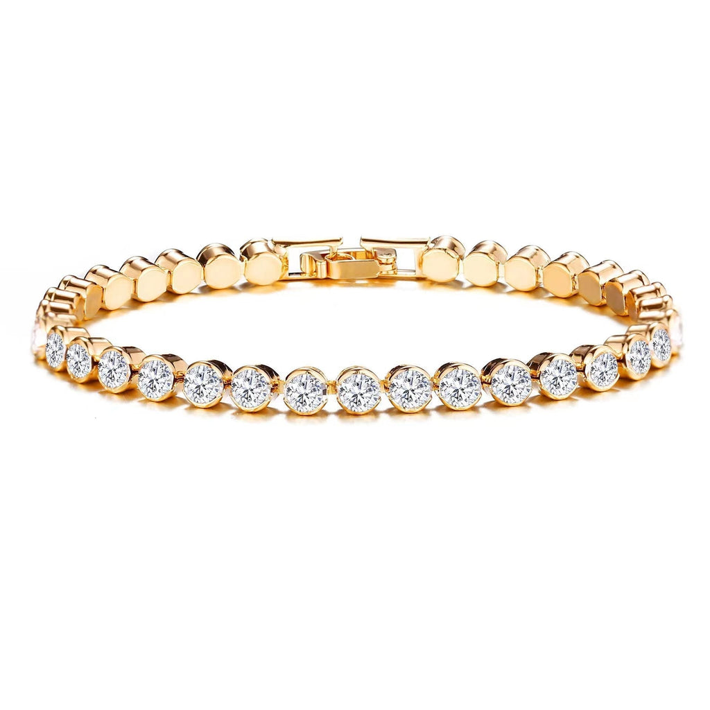 Round Cut Tennisarmband | Gold