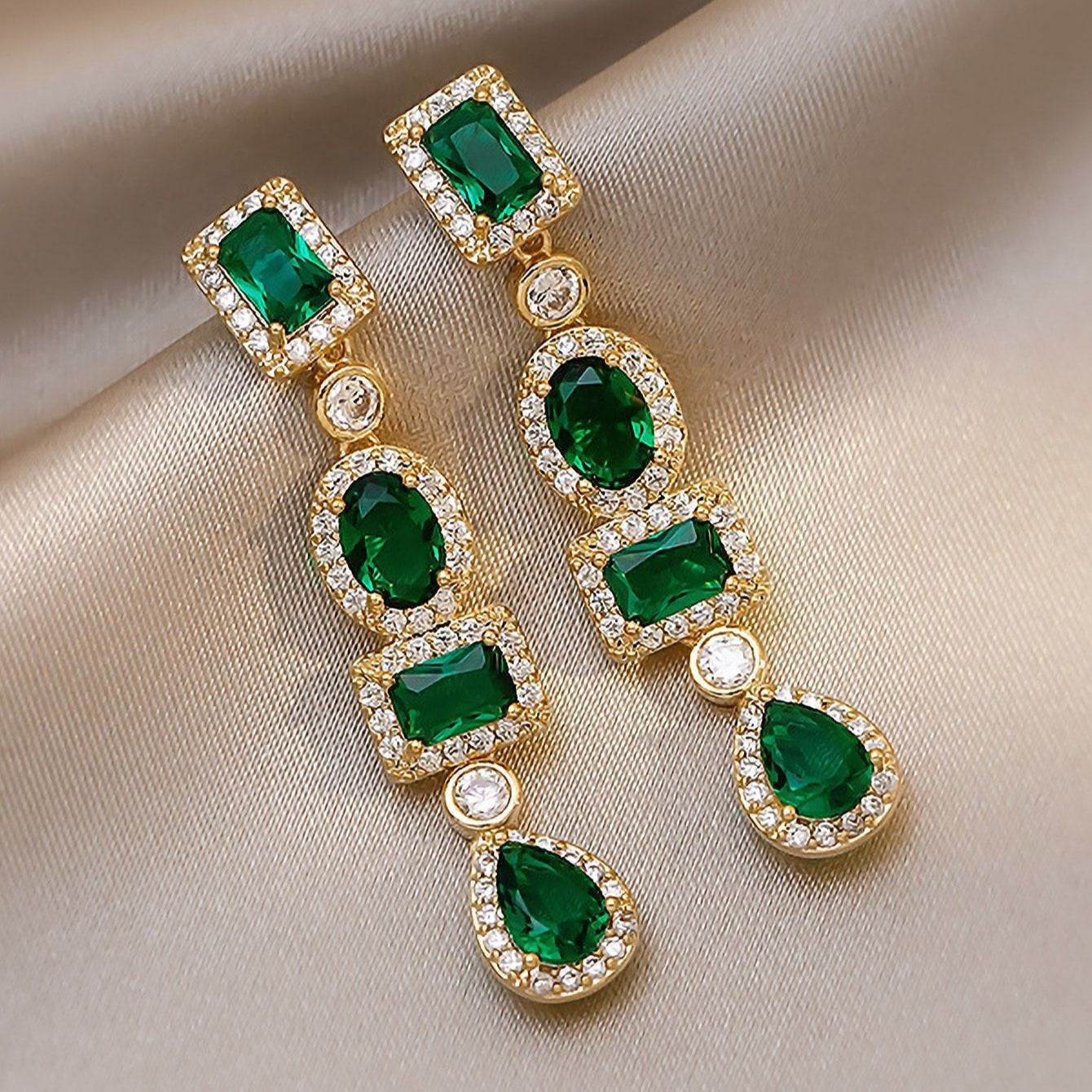 Gold Smaragd Multi-Shape Ohrhänger