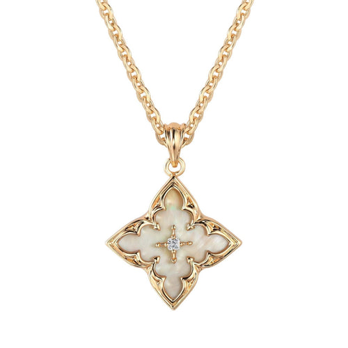 Blue Clover Pendant Halskette | Gold