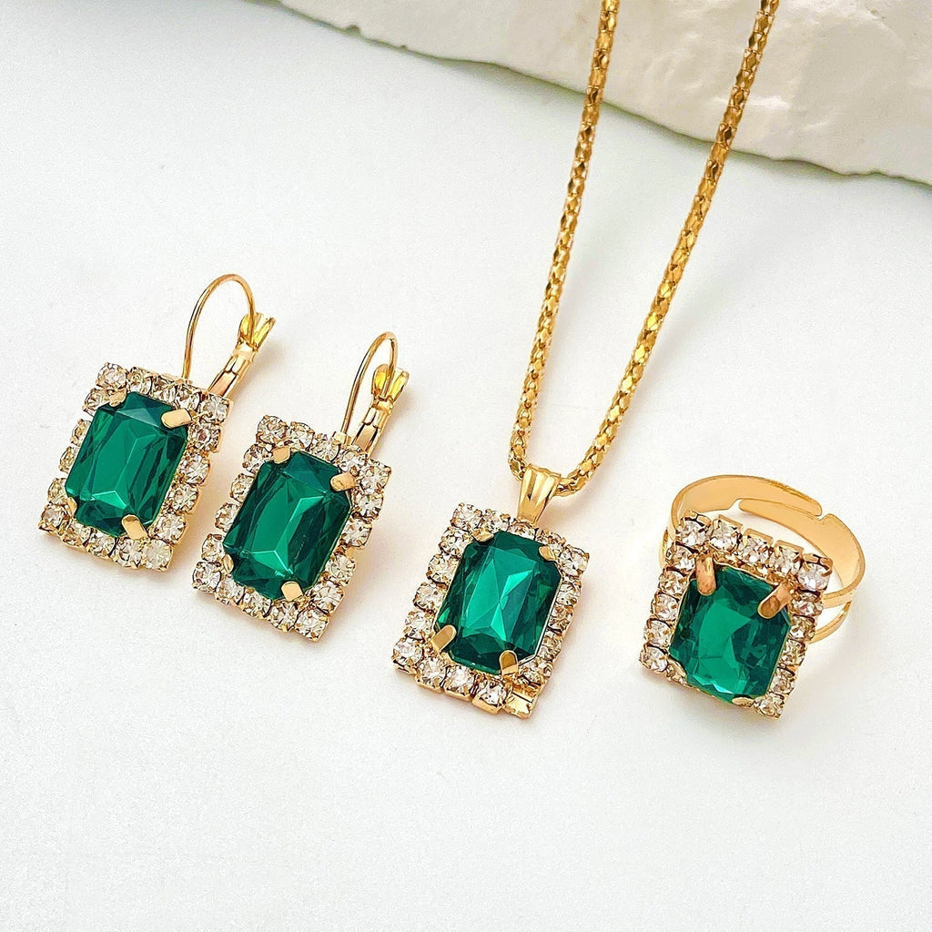 Gold Smaragd Rectangular Schmuckset