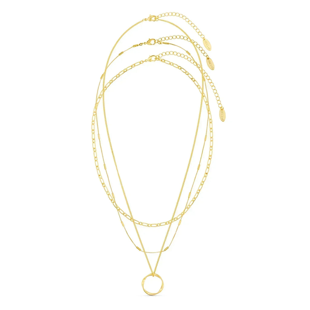 Open Circle Three Row Halskette | Gold