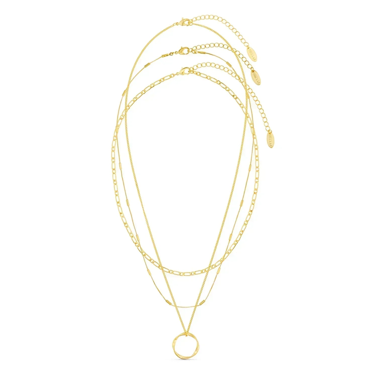Open Circle Three Row Halskette | Gold