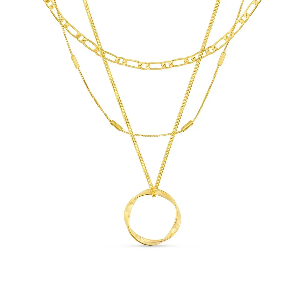 Open Circle Three Row Halskette | Gold