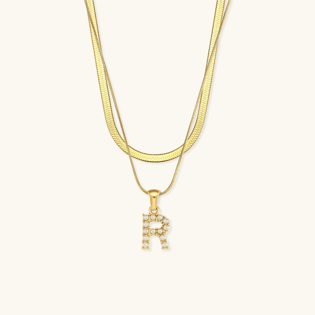 Fiona Layered Gold Initial Letter Halskette