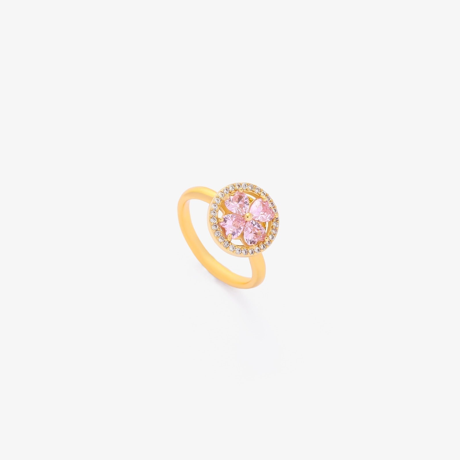 Pink Herz Bloom Spinning Ring | Gold