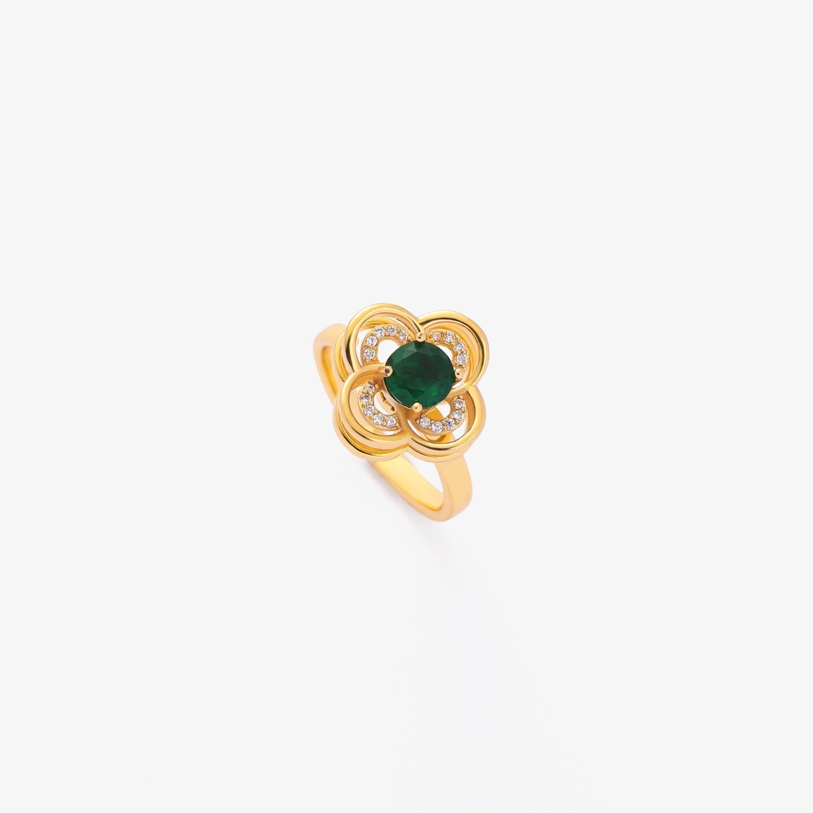 Clover Halo Smaragd Spinning Ring | Gold