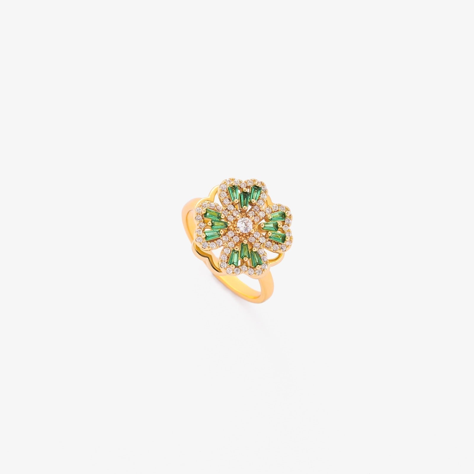 Smaragd Clover Spinning Ring | Gold