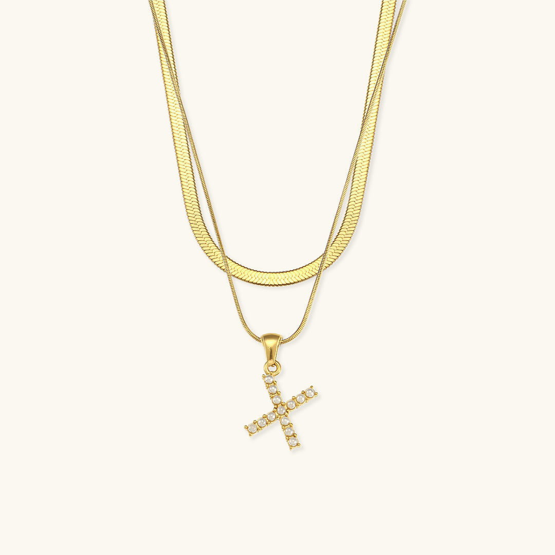 Fiona Layered Gold Initial Letter Halskette