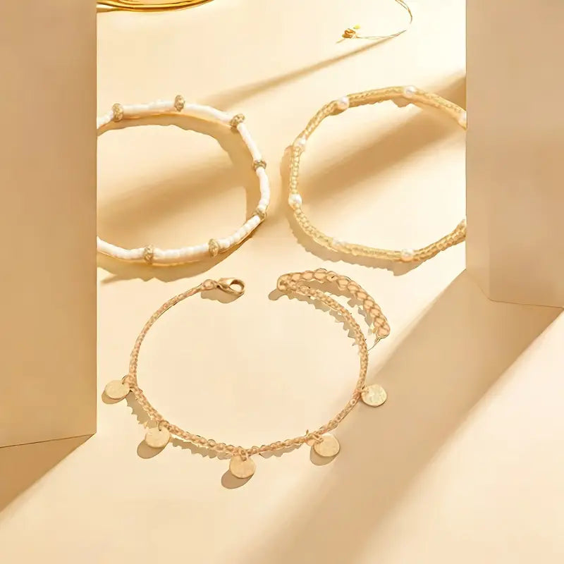 Coastal Anhänger 3-Piece Layered Anklet Set | Gold