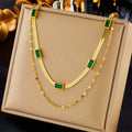 Sister Gem Double-Layer Retro Halskette | Gold