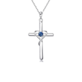 Saphir Cross Halskette | Weiß Gold