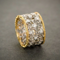 Silber and Gold Ornate Band Ring