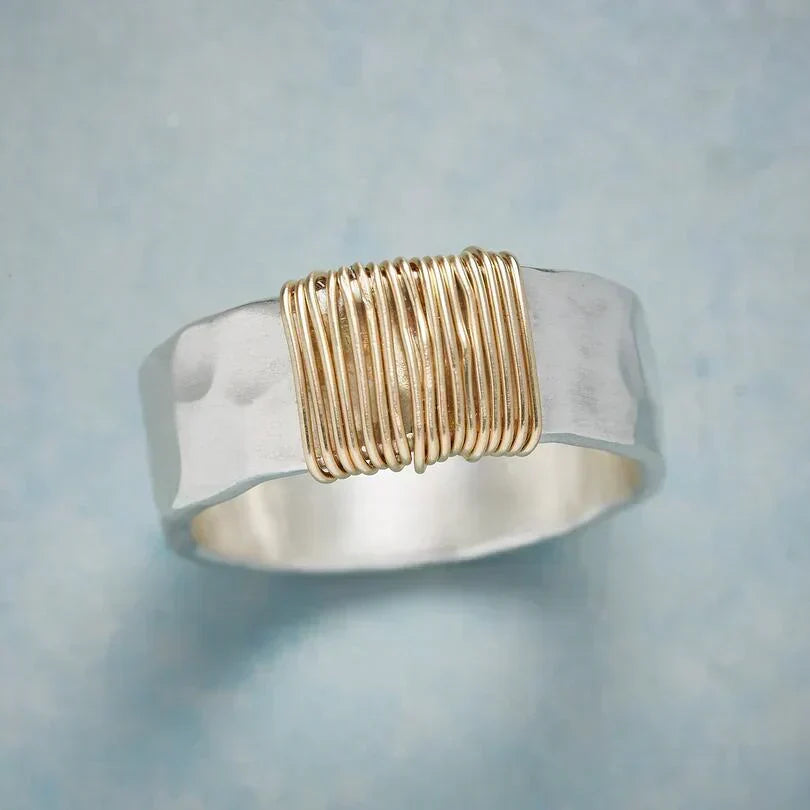 Silber and Gold Wire Wrapped Ring