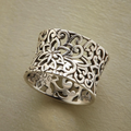 Silber Ornate Filigree Ring