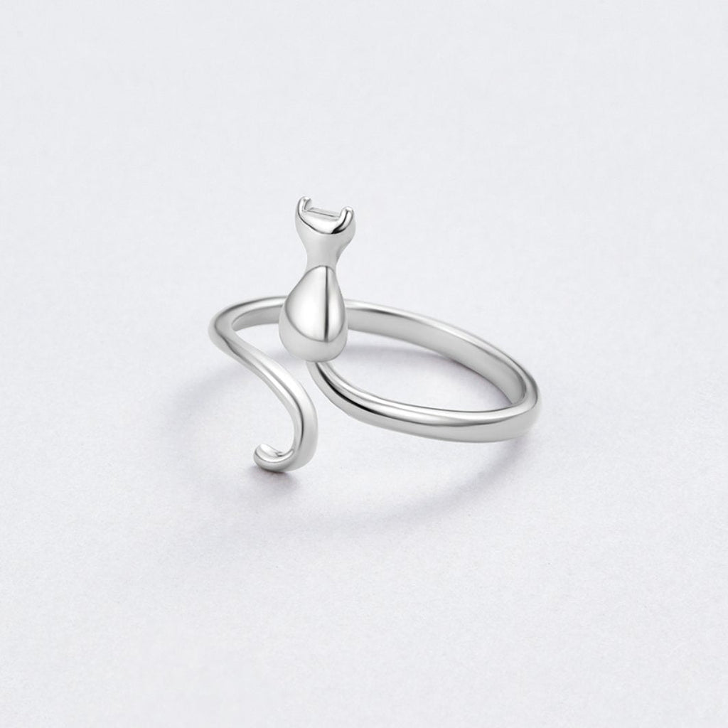 Silber Cat Motif Ring