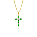 Smaragd Cross Halskette | Gold